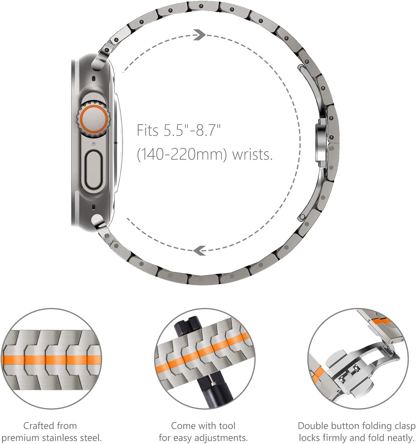 NewWays Stainless Steel Band Compatible with Apple Watch Band