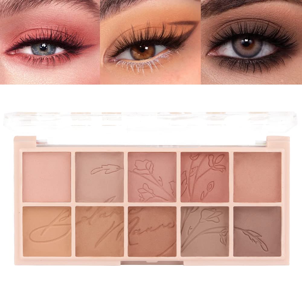 Paleta de sombras de ojos Naked Matte de 10 colores, color desnudo, gris pardo, marrón mate, tonos neutros para viajes, paleta de sombra de ojos