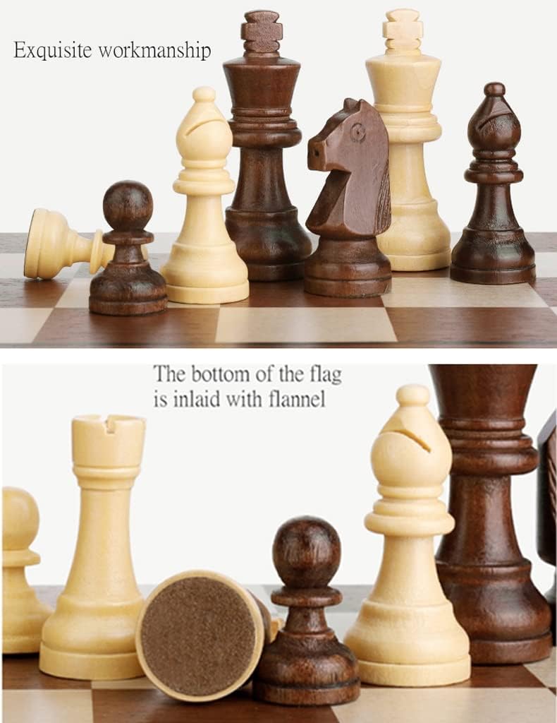 ROLTIN Juego de ajedrez magnético de madera, hecho a mano, portátil, plegable, con ranuras de almacenamiento, juego de ajedrez para principiantes
