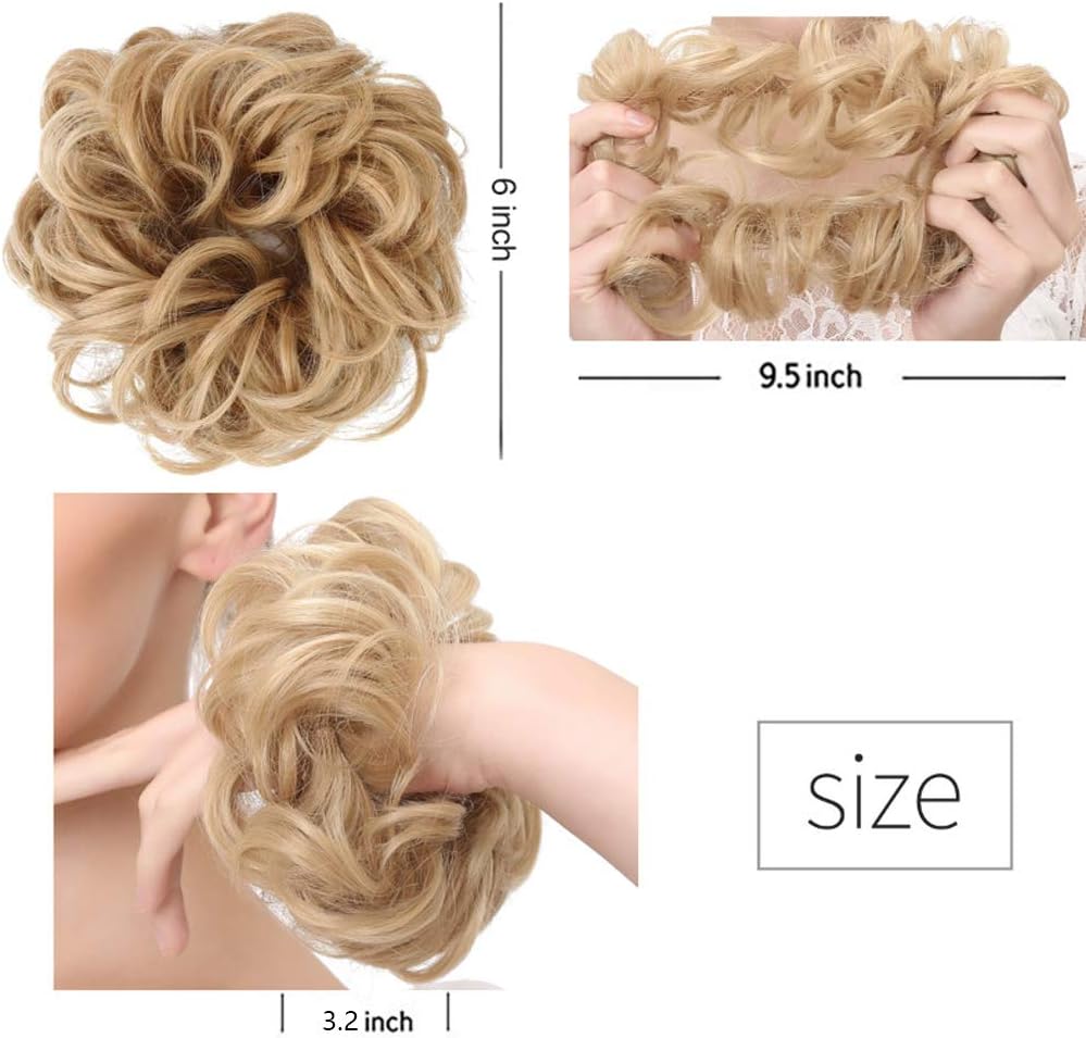 Cabello sintético despeinado, grueso, extensiones para coleta, cabello recogido