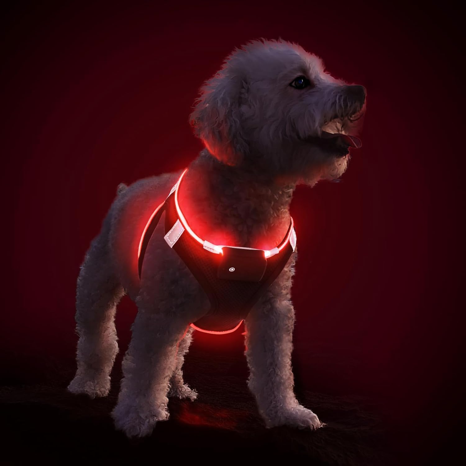 PcEoTllar Arnés para perro con luz LED, arnés de chaleco para perro con luces LED sin tirones, arnés recargable ajustable para cachorros y perros