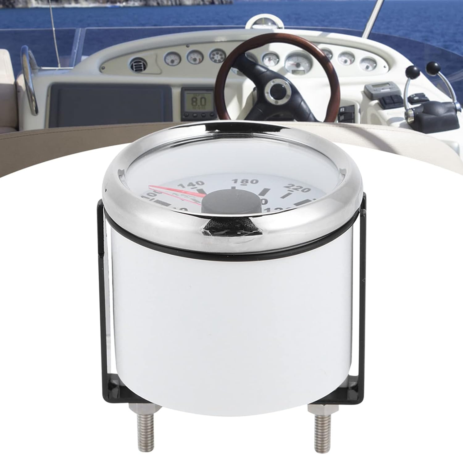 Medidor de temperatura del agua, 2.047 in2 pulgadas, medidor de temperatura del agua del motor marino, 104.0-248.0 F Rango de indicación IP67,