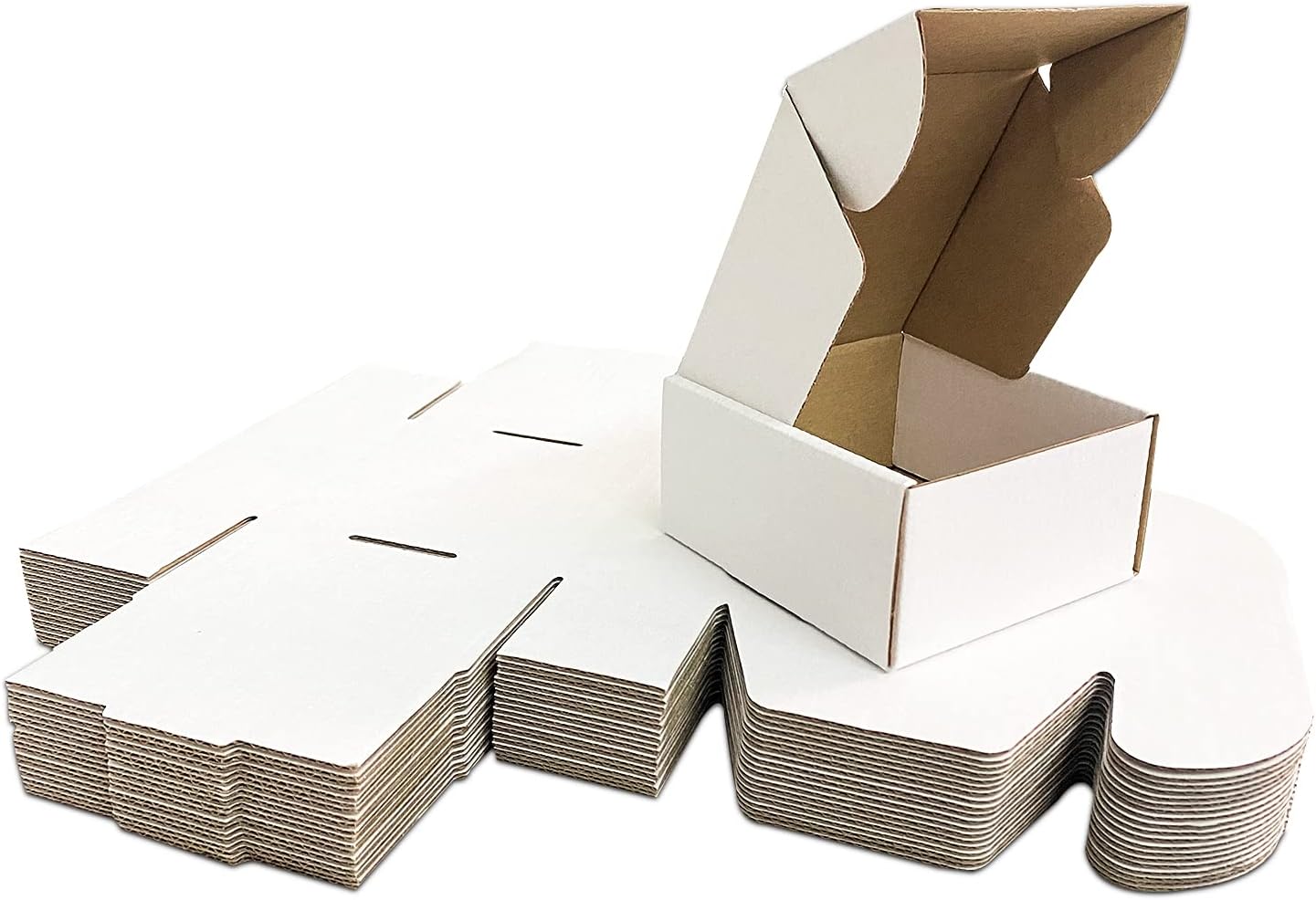 Juego de 25 cajas de envío de 4 x 4 x 1 pulgadas, caja de cartón corrugado blanco para publicidad