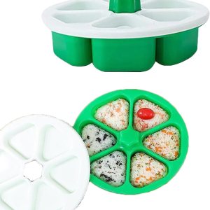 2 cajas de molde de bolas de arroz de sushi, caja triangular de arroz y verduras para hacer sushi DlYStorage hecho a mano, molde Bento para hacer 2 cajas de molde de bolas de arroz de sushi, caja triangular de arroz y verduras para hacer sushi DlYStorage hecho a mano, molde Bento para hacer