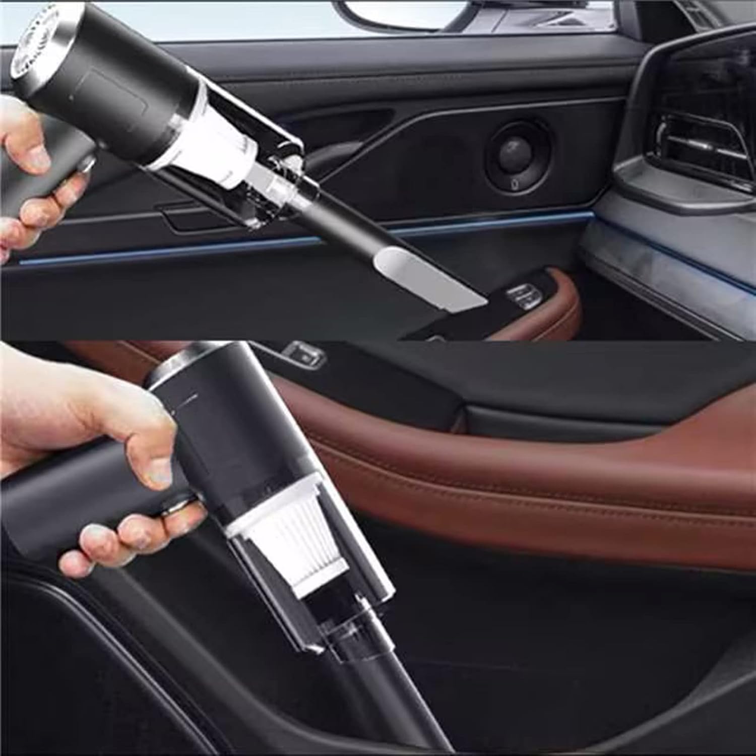 Lopunny Aspiradora de coche, aspiradora inalámbrica de mano para automóvil, de alta potencia, doble propósito, recargable, pequeña aspiradora