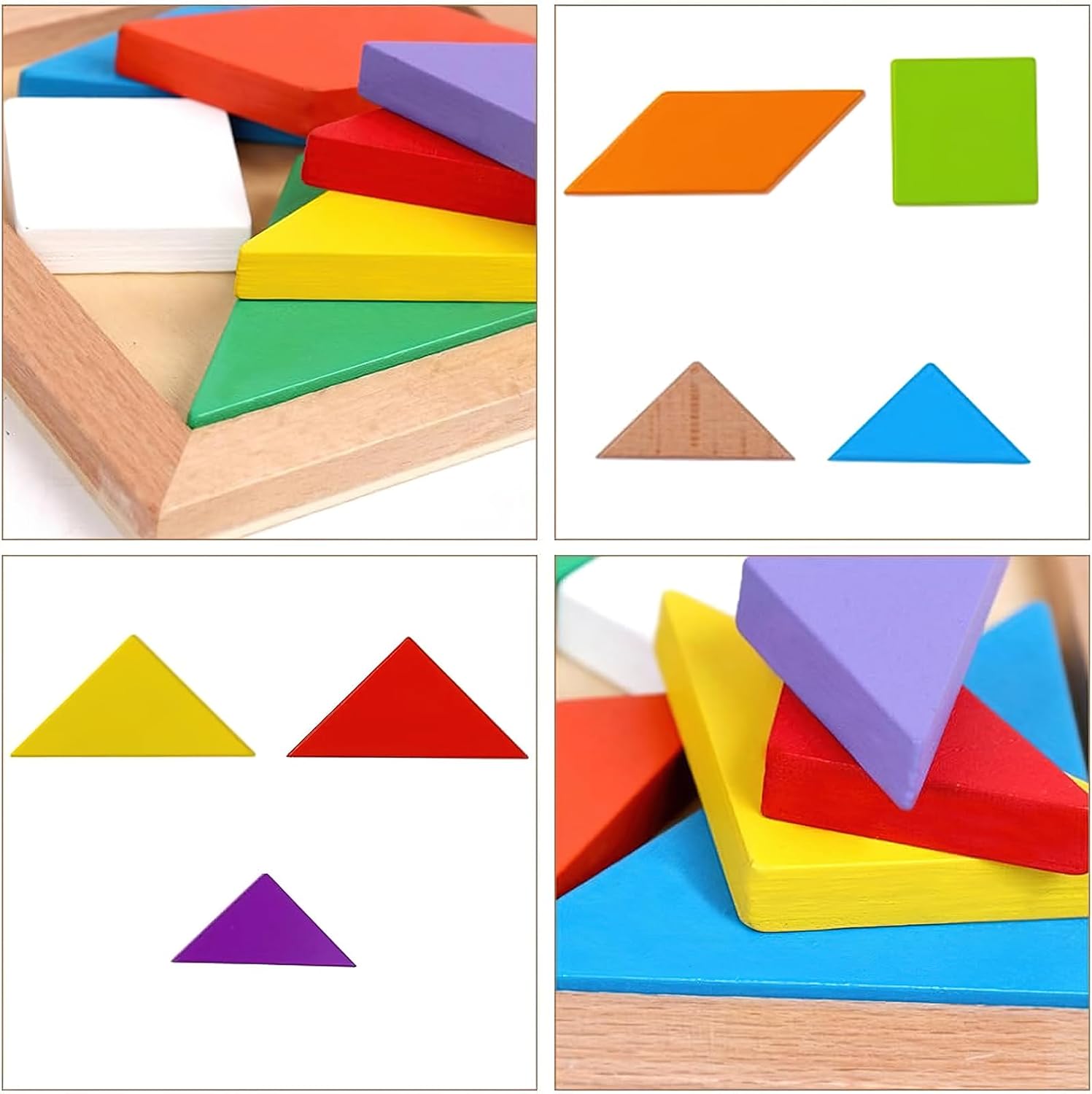 3 otters Bloques de rompecabezas de madera, 28 piezas coloridos 3D rompecabezas IQ juego de madera geométrica rompecabezas Montessori STEM juguetes