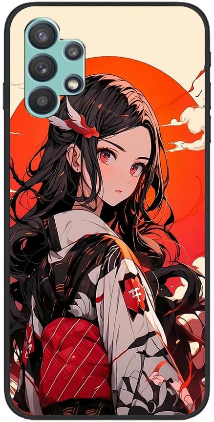 ORBANA Negro Delgado Suave Mate Durable Caucho Silicona TPU Fundas Fit Funda para Samsung Galaxy A32 5G Kamado Nezuko Anime Japón 06