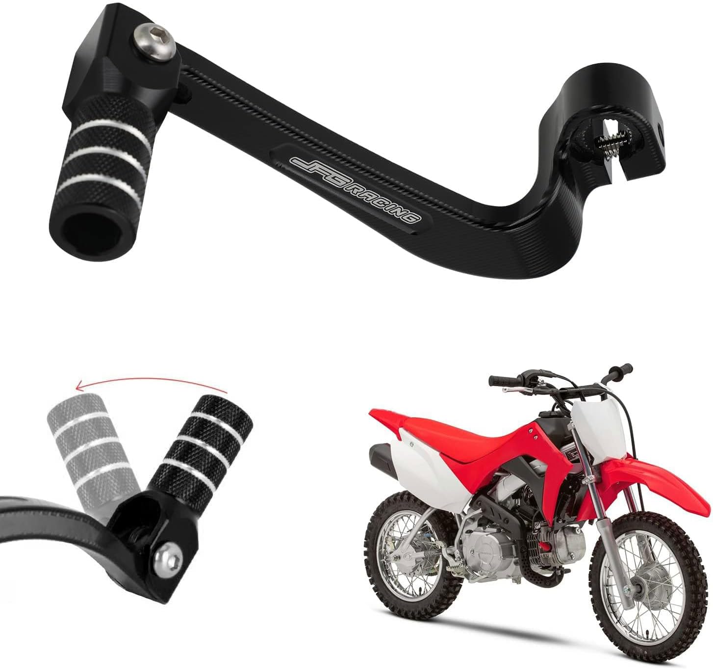 JFG RACING Palanca de cambios de motocicleta Palanca de cambios Punta plegable CNC para CRF 110 CRF110F 2013-2023 TTR 110 08-09 11-21 Negro