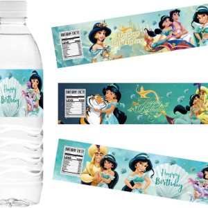 30 etiquetas para botellas de agua para suministros de fiesta de cumpleaños de Jasmine Girl, calcomanías de decoración de fiesta de niña jazmín, 30 etiquetas para botellas de agua para suministros de fiesta de cumpleaños de Jasmine Girl, calcomanías de decoración de fiesta de niña jazmín,