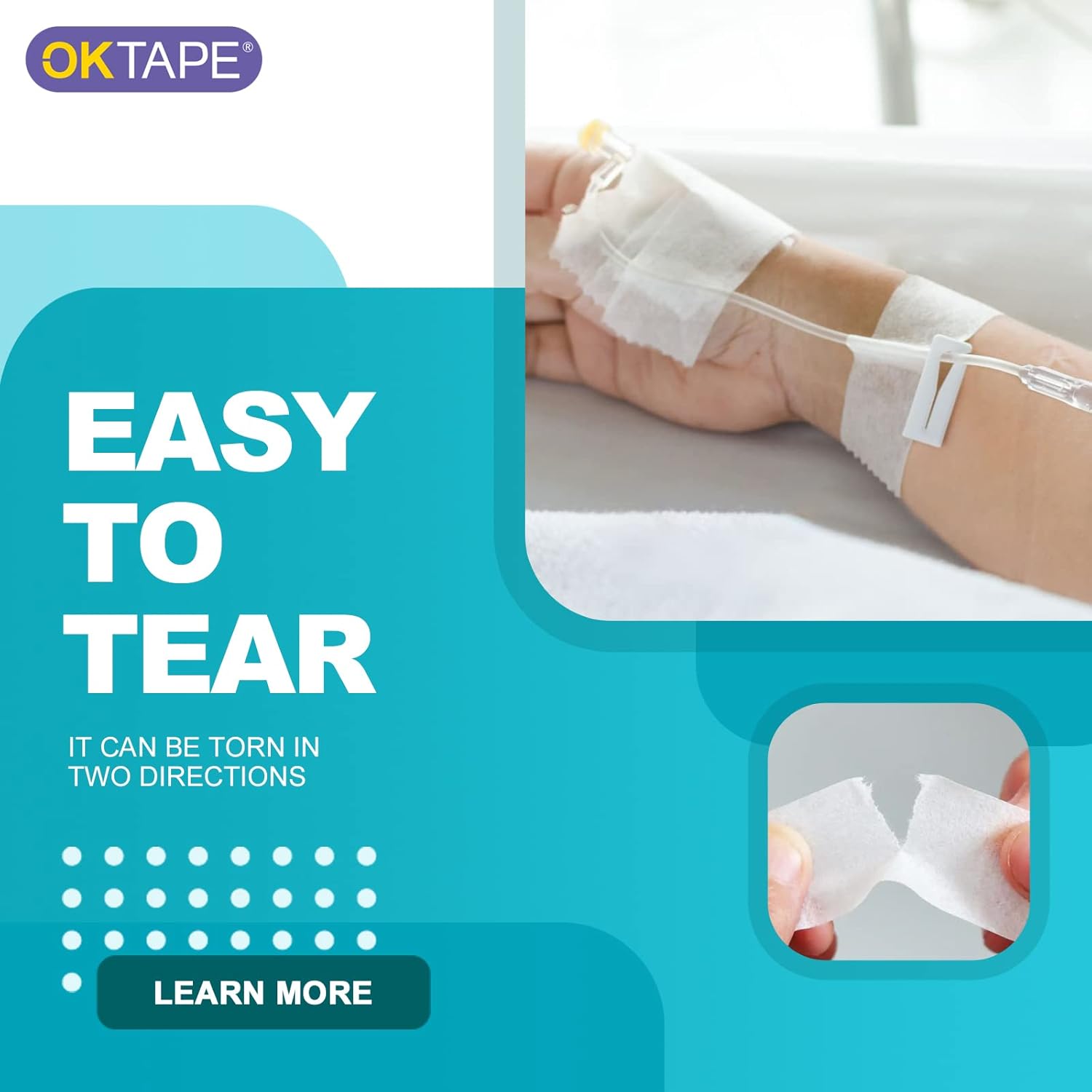 OK TAPE OKPore – Cinta quirúrgica médica no tejida, 4 rollos, 3 pulgadas x 10 yardas