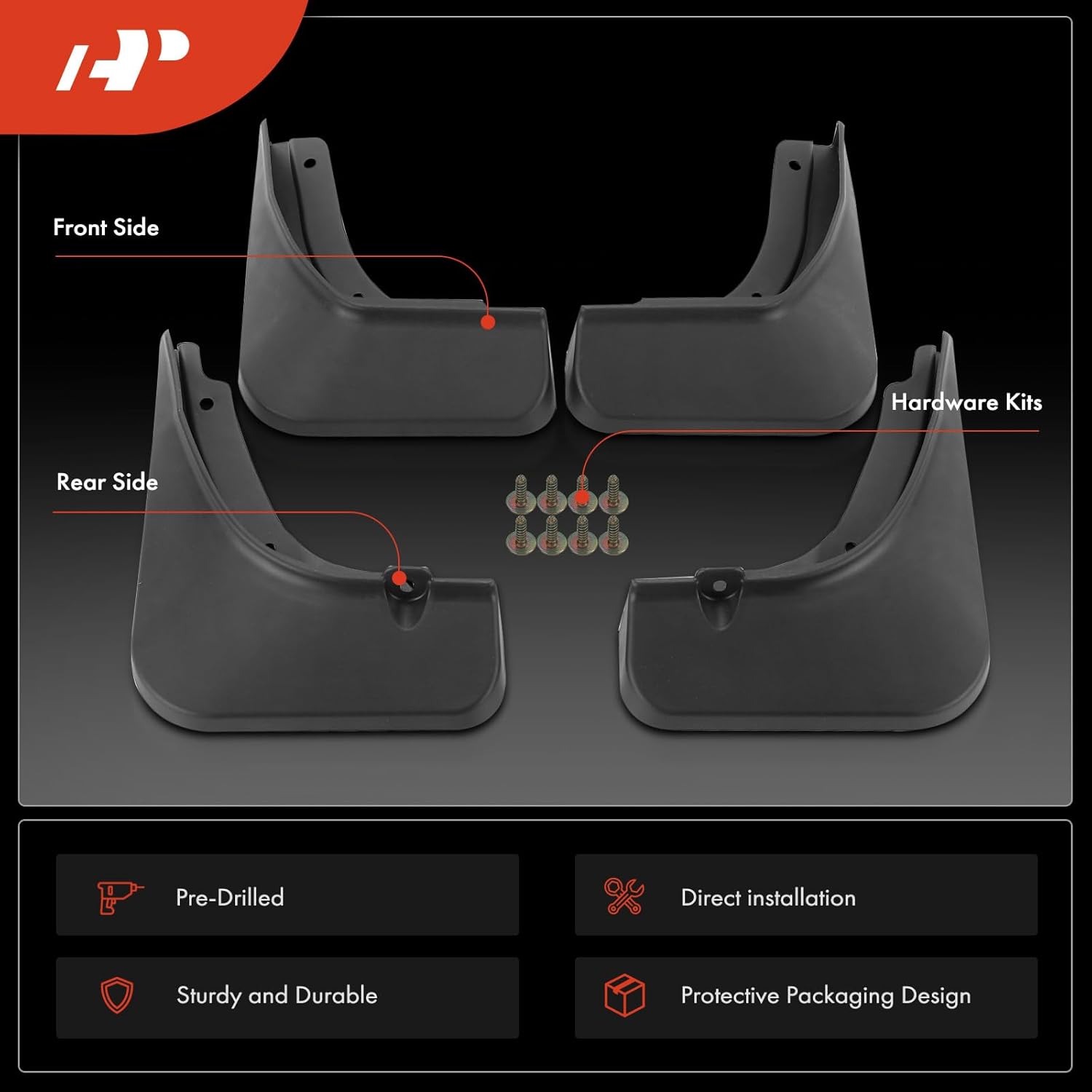 A-Premium Juego de 4 protectores contra salpicaduras con kits de herramientas compatibles con Kia Sportage 2022 2023 2024, delantero y trasero (lado