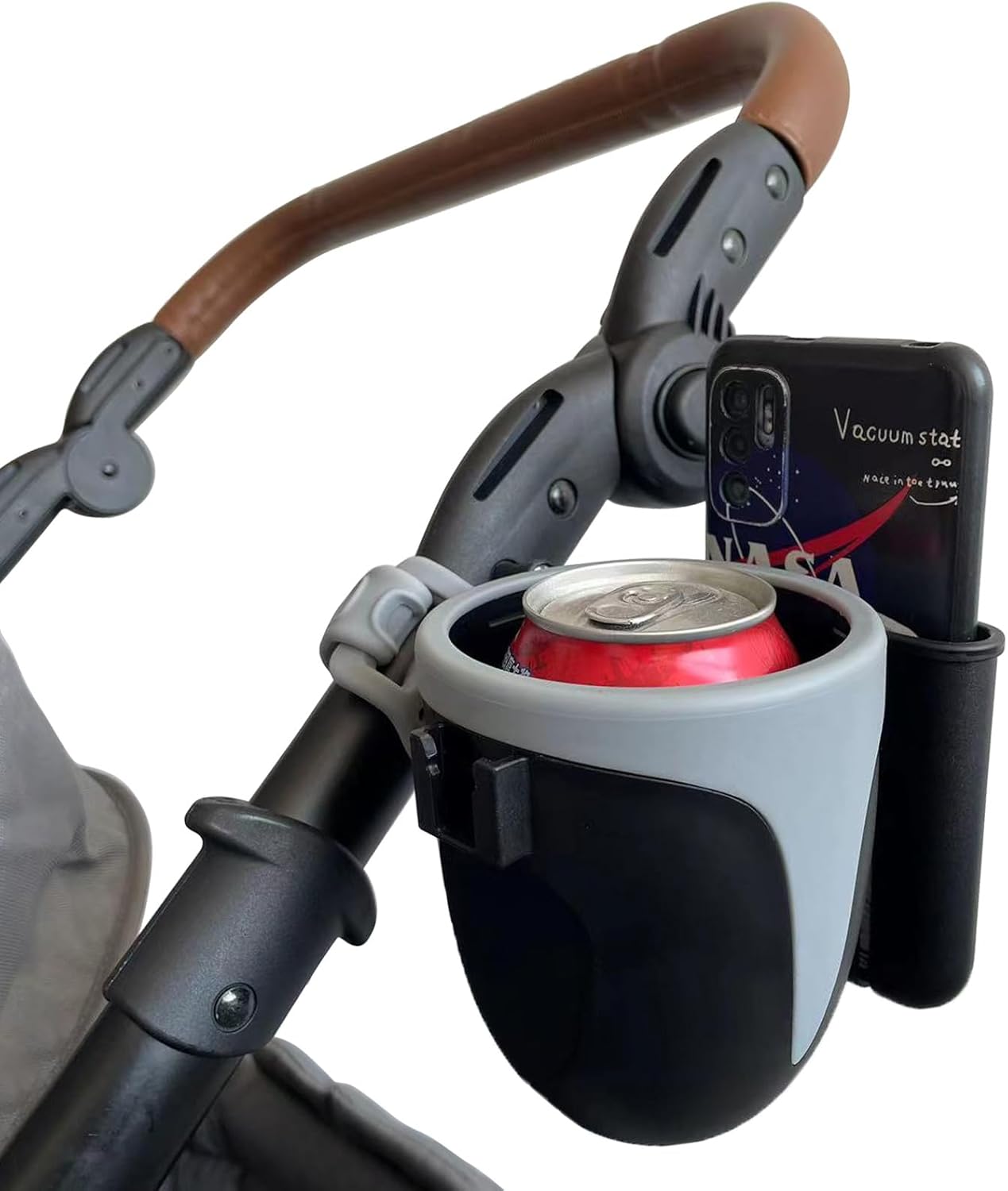 Portavasos para cochecito con soporte para teléfono, portavasos para cochecito Uppabababy, soporte universal 2 en 1 para cochecito, bicicleta, silla