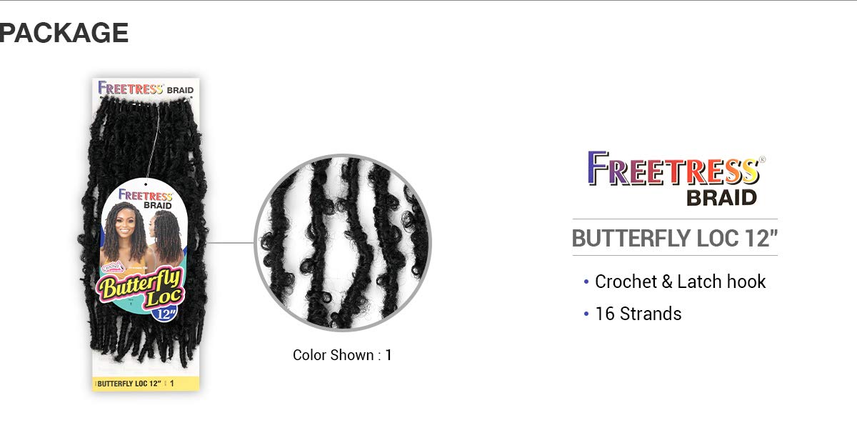 Shake N Go FreeTress – Trenzas de ganchillo Butterfly Loc de 12 pulgadas (paquete de 3, 2)