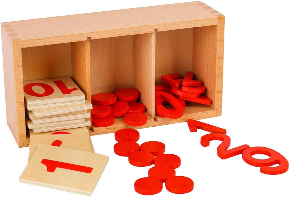 Tarjetas Montessori y contadores con juegos de matemáticas numéricos recortados y juguetes de enseñanza de números para contar