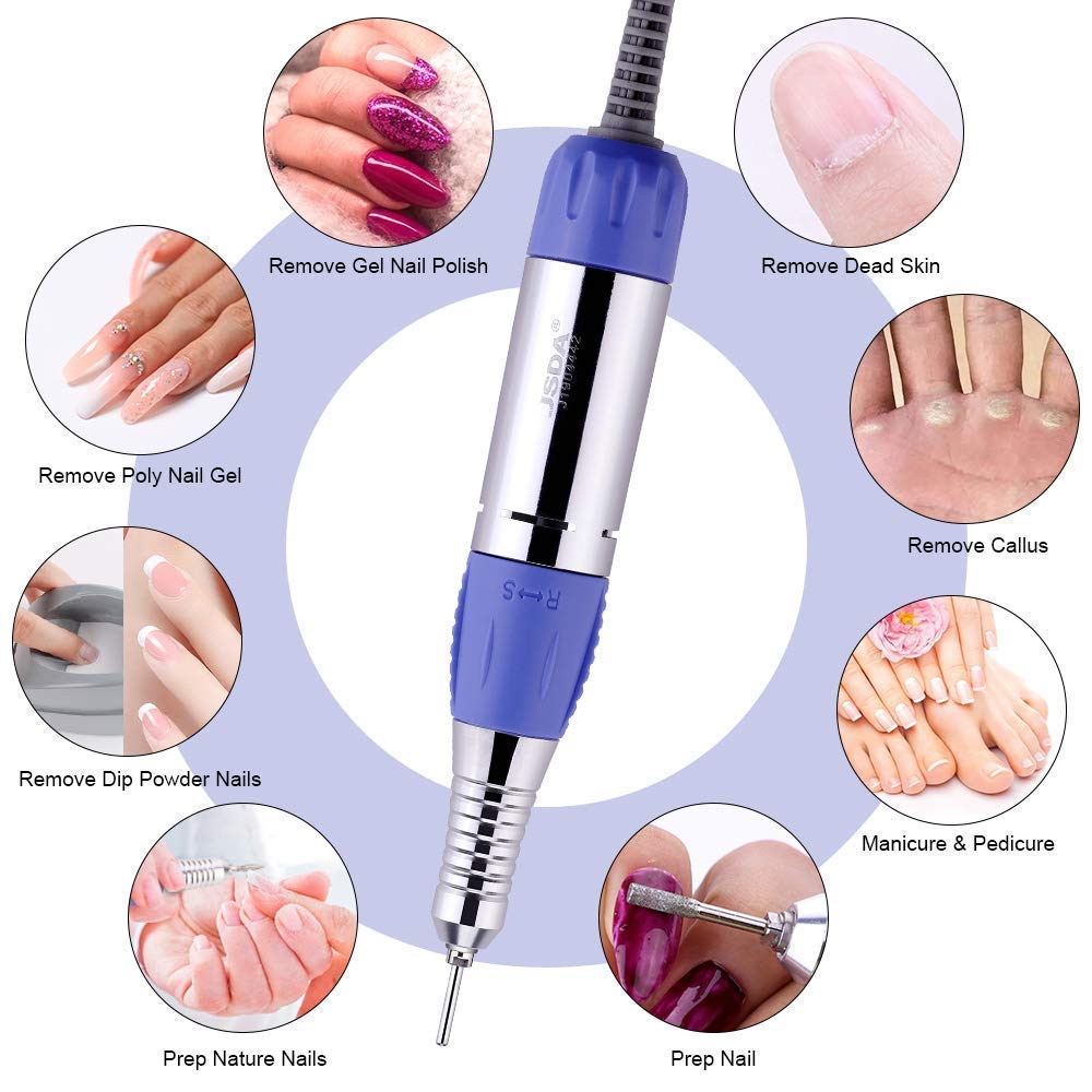 Makartt Taladro de uñas eléctrico JD700 profesional 30000RPM manicura taladro paquete con 300 unidades de limas de uñas bandas de lijado #80#150#240