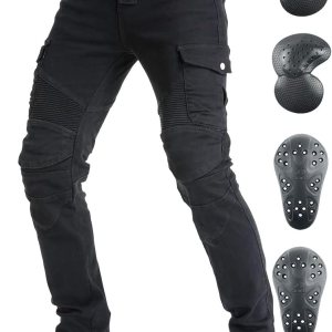 Pantalones de motociclista para hombre, pantalones de mezclilla, protectores con rodilleras y almohadillas de cadera VES6 (negro, XL  34) Pantalones de motociclista para hombre, pantalones de mezclilla, protectores con rodilleras y almohadillas de cadera VES6 (negro, XL  34)