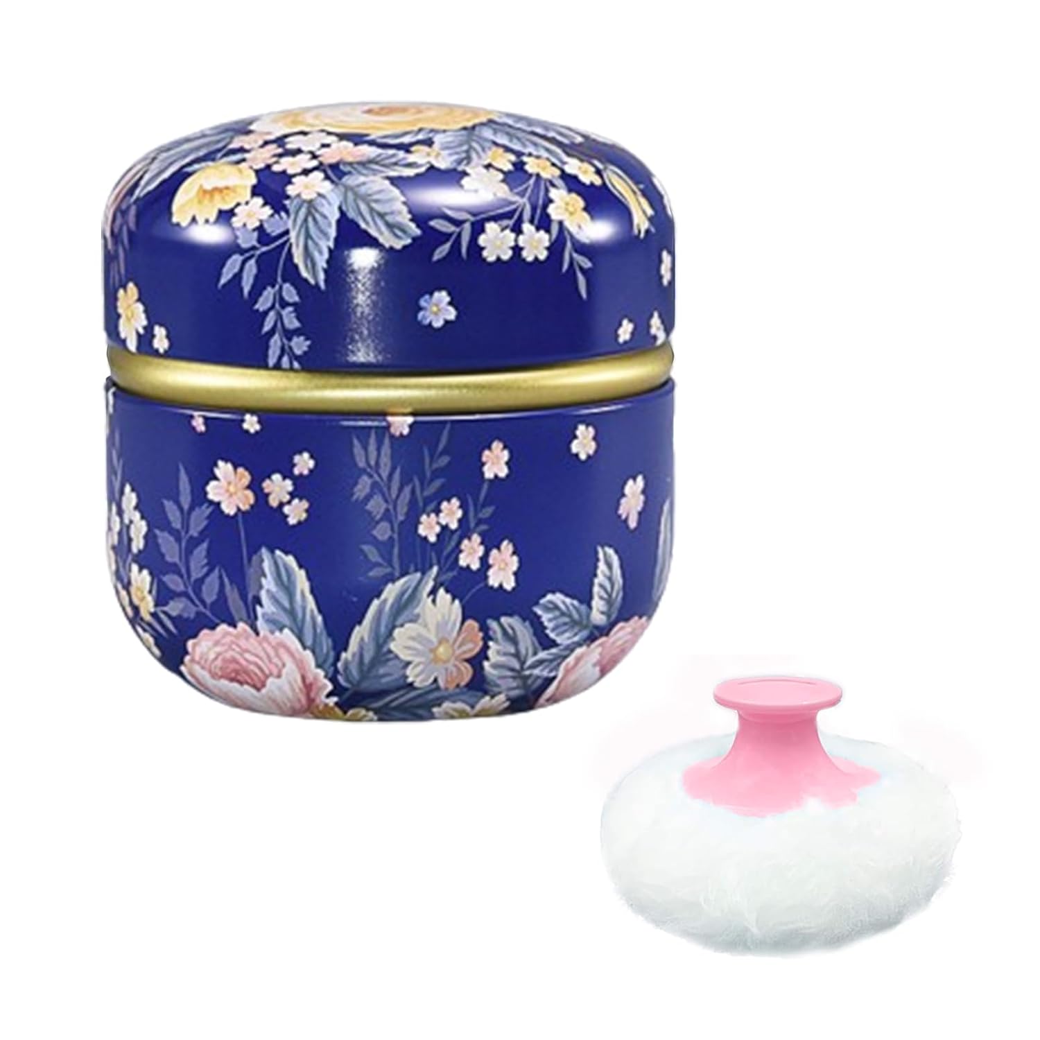Soplo de polvo corporal y recipiente para polvo de polvo, soplo de polvo para mujeres bebé y estuche para polvo para baño y viajes (azul oscuro)