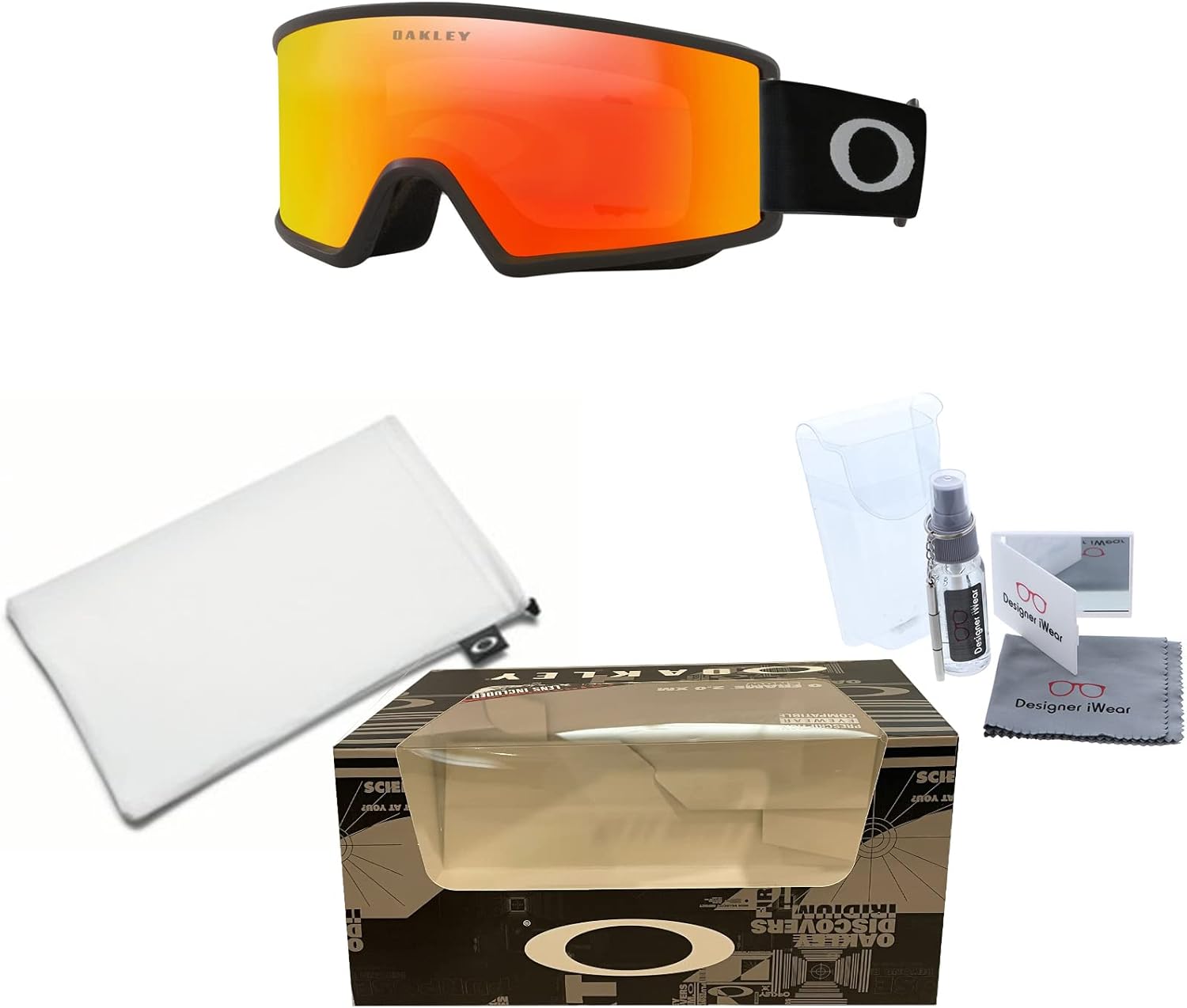 Oakley Target Line – Gafas de esquí medianasgrandes para hombres y mujeres, OO7120, OO7121 + paquete con kit de lentes de diseñador iWear