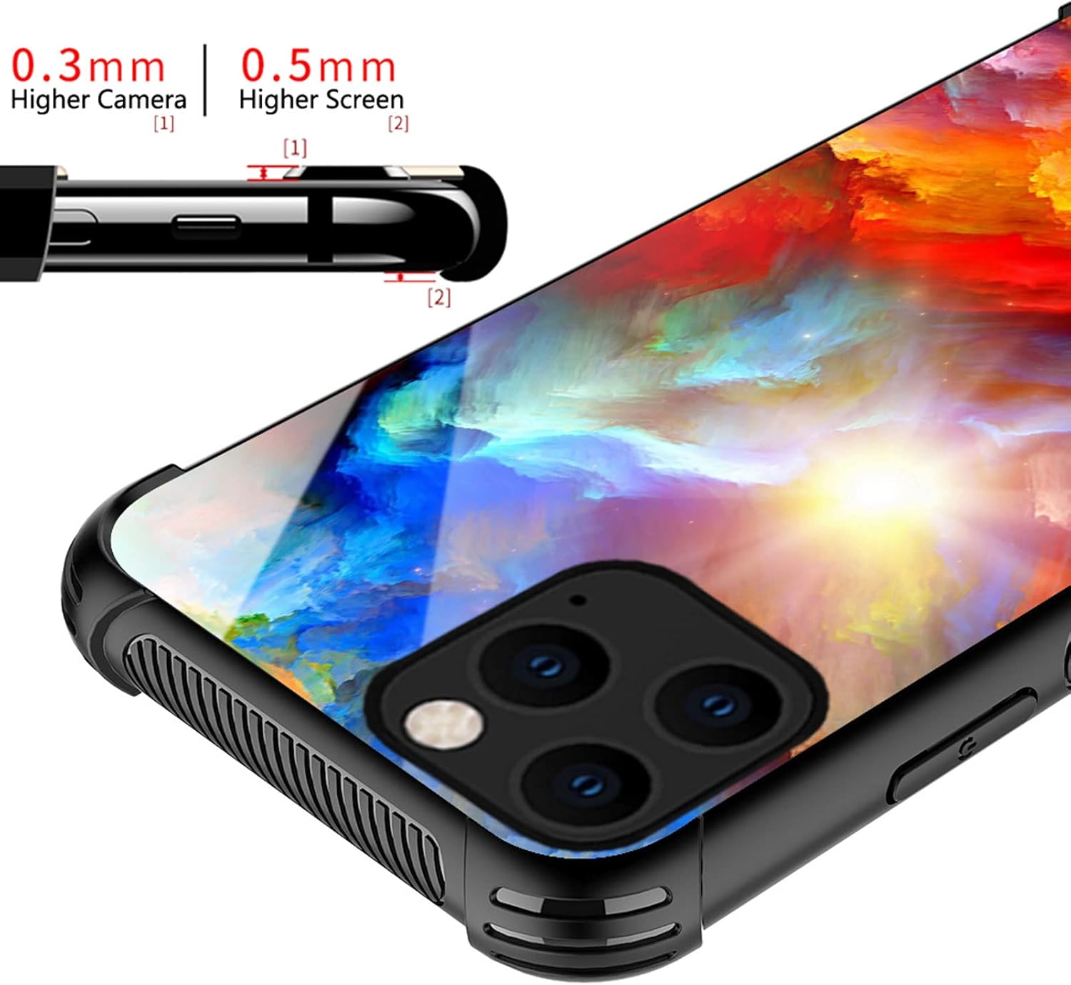 CARLOCA Funda compatible con iPhone 14, diseño gráfico de identidad colorida de nubes irreales, a prueba de golpes, antiarañazos, para iPhone 14