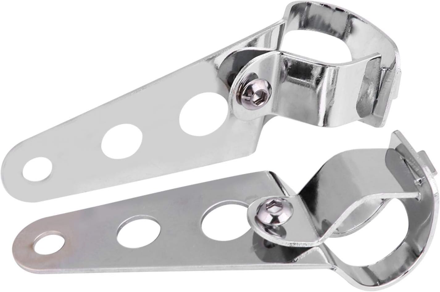 – Soporte para faros delanteros de motocicleta, 2 soportes de montaje de faros Horquilla Racer 1.102 in-1.339 in (Plata)