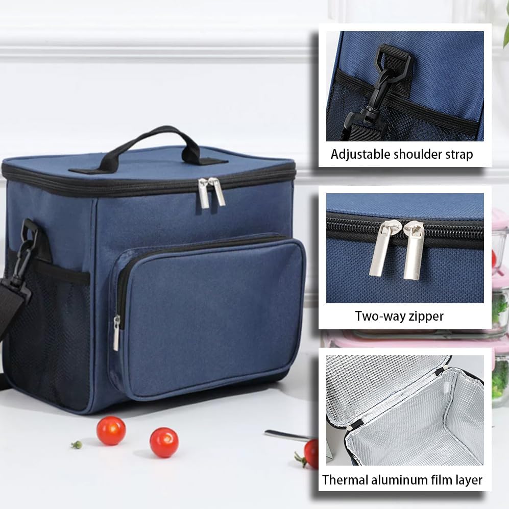 Afwerirc Lonchera reutilizable con aislamiento para mujeres y hombres, bolsas de mano, enfriador de hielo de picnic para adultos, correa de hombro