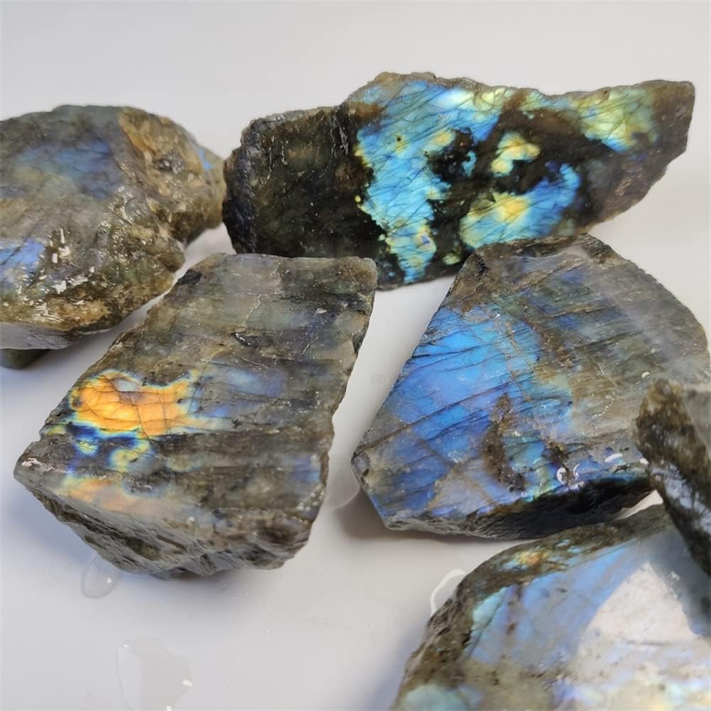FUFIZU Home Decor, Natural Genuine Crystal Labradorite Original Labradorite Moonstone Natural Stones Ornament Moonstone Gifts,Natural Crystal
