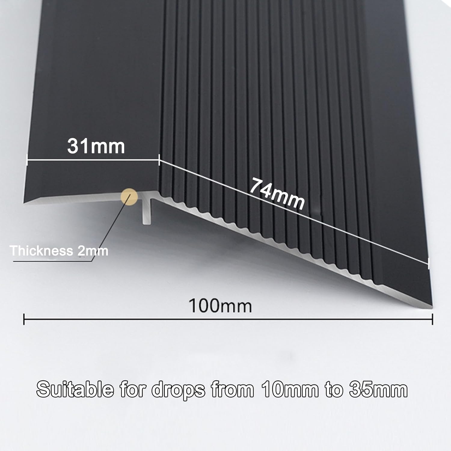 Tiras autoadhesivas para cubrir el suelo, tira de umbral de transición de piso de aluminio de madera a azulejo, tira de puerta duradera y fácil de