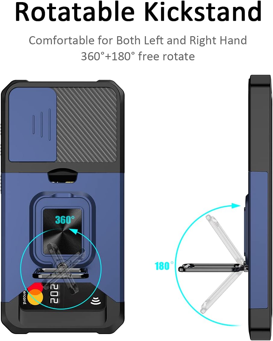 Nvollnoe Funda para Samsung S21 con cubierta deslizante para cámara protectora resistente Galaxy S21 con tarjetero Funda magnética con función atril