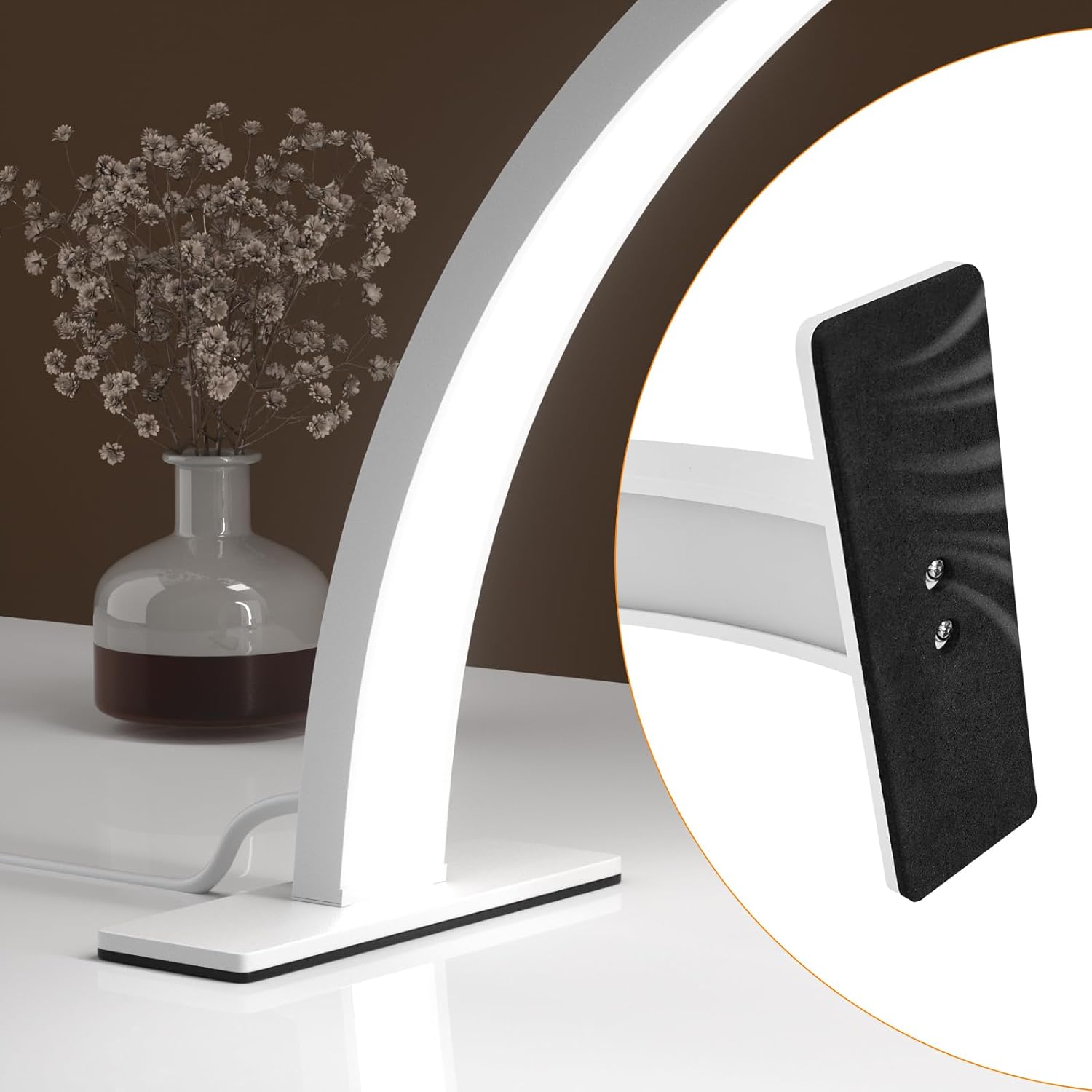 GHWMYD Luz de media luna para escritorio de uñas, luz de pestañas, lámpara de tecnología de uñas, lámpara de mesa de media luna, lámpara de