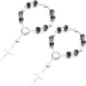 2 rosarios de automóvil para espejo retrovisor, decoración personalizada para colgar en el espejo retrovisor, colgante de rosario para espejo 2 rosarios de automóvil para espejo retrovisor, decoración personalizada para colgar en el espejo retrovisor, colgante de rosario para espejo