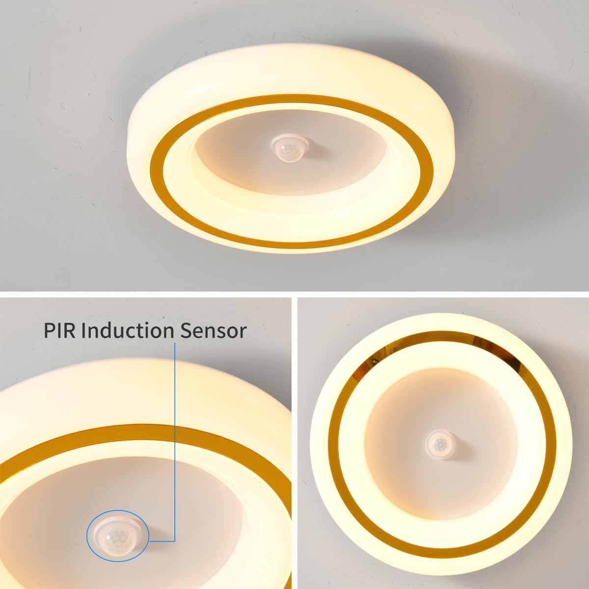 Luces de techo LED delgadas de 9.5 pulgadas, montaje empotrado, temperatura de color 6000 K, lámpara de techo LED de 16 W con inducción PIR para