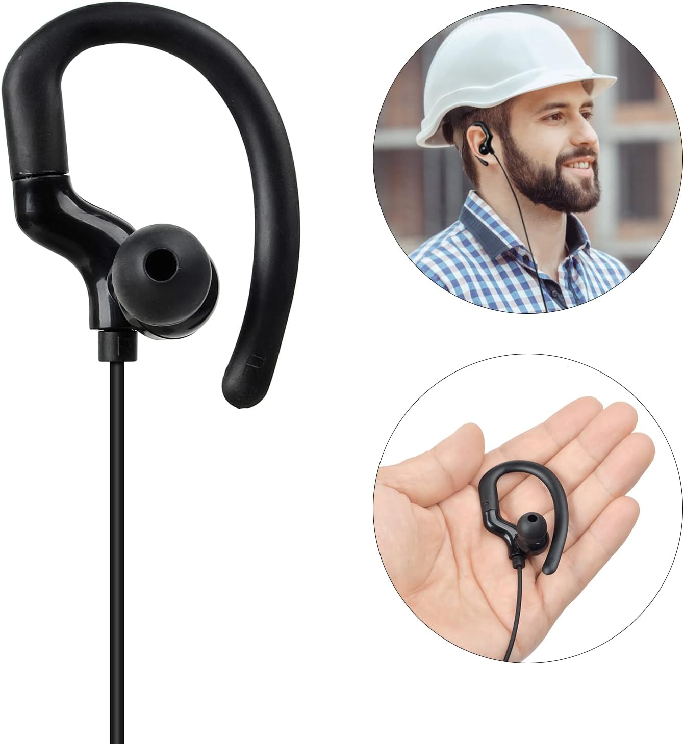 Auricular en forma de G, cable de bobina de auricular con PTT y micrófono de altavoz para BaoFeng UV-5R 5RA 5RB 5RC 5RD 5RE 5REPLUS 3R+ Kenwood