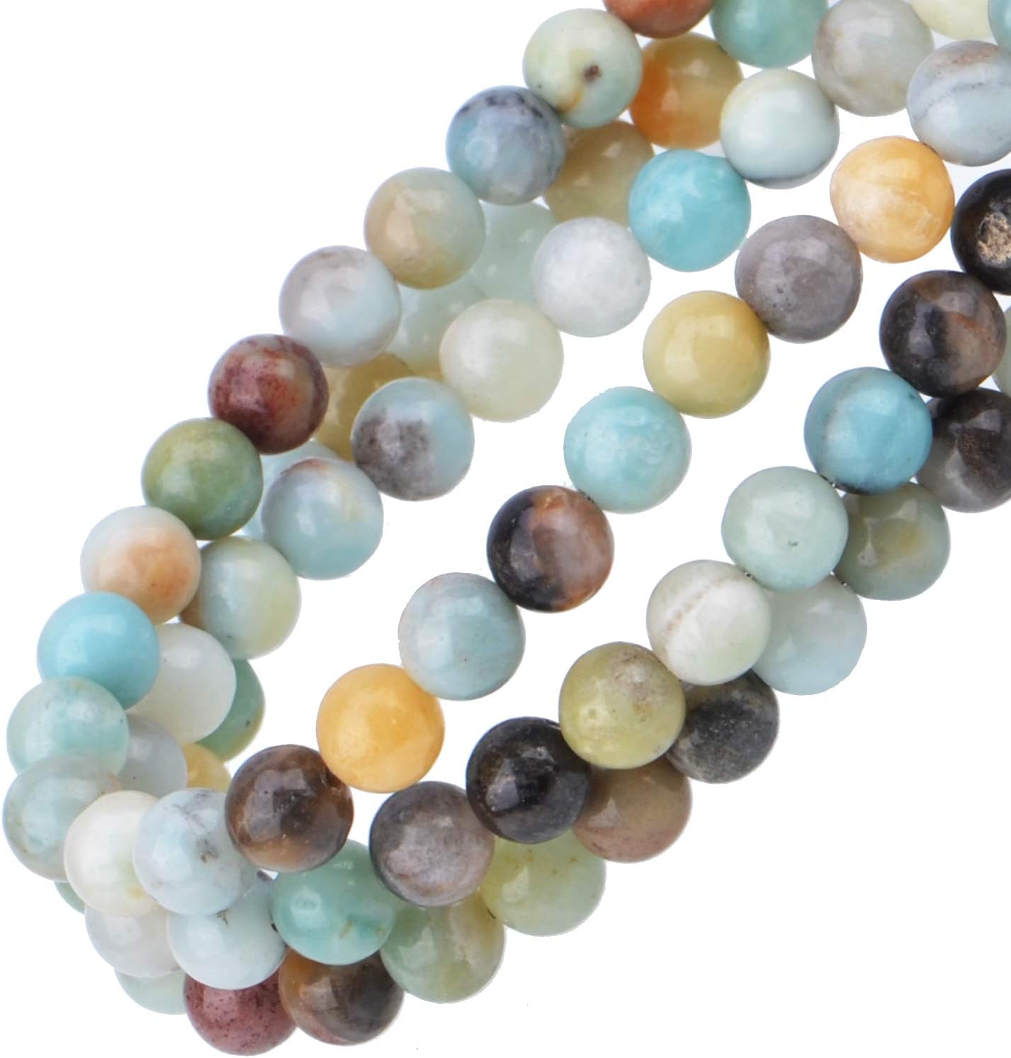 Cuentas de cristal natural con piedras preciosas redondas sueltas de curación de energía con cordón elástico de cristal para hacer joyas.
