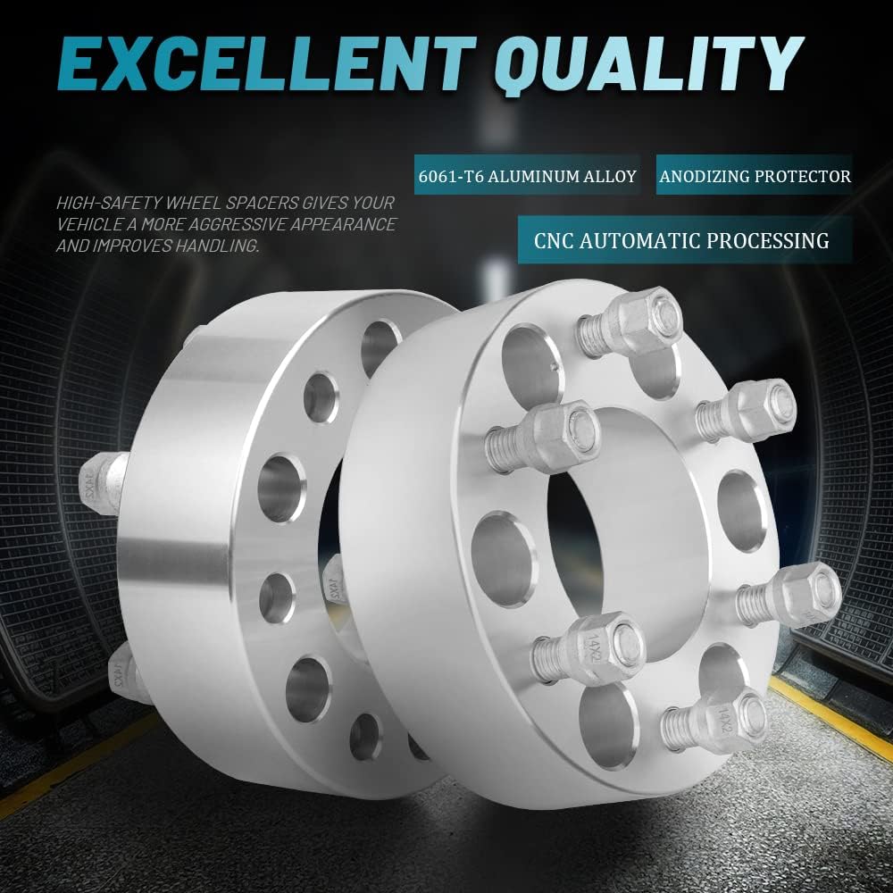 IRONTEK Espaciadores de rueda de 0.236 x 5.315 in de 2 pulgadas (orificio de cubo de 3.429 in, pernos de 14 x 2) espaciadores de cubo de 0.236 x