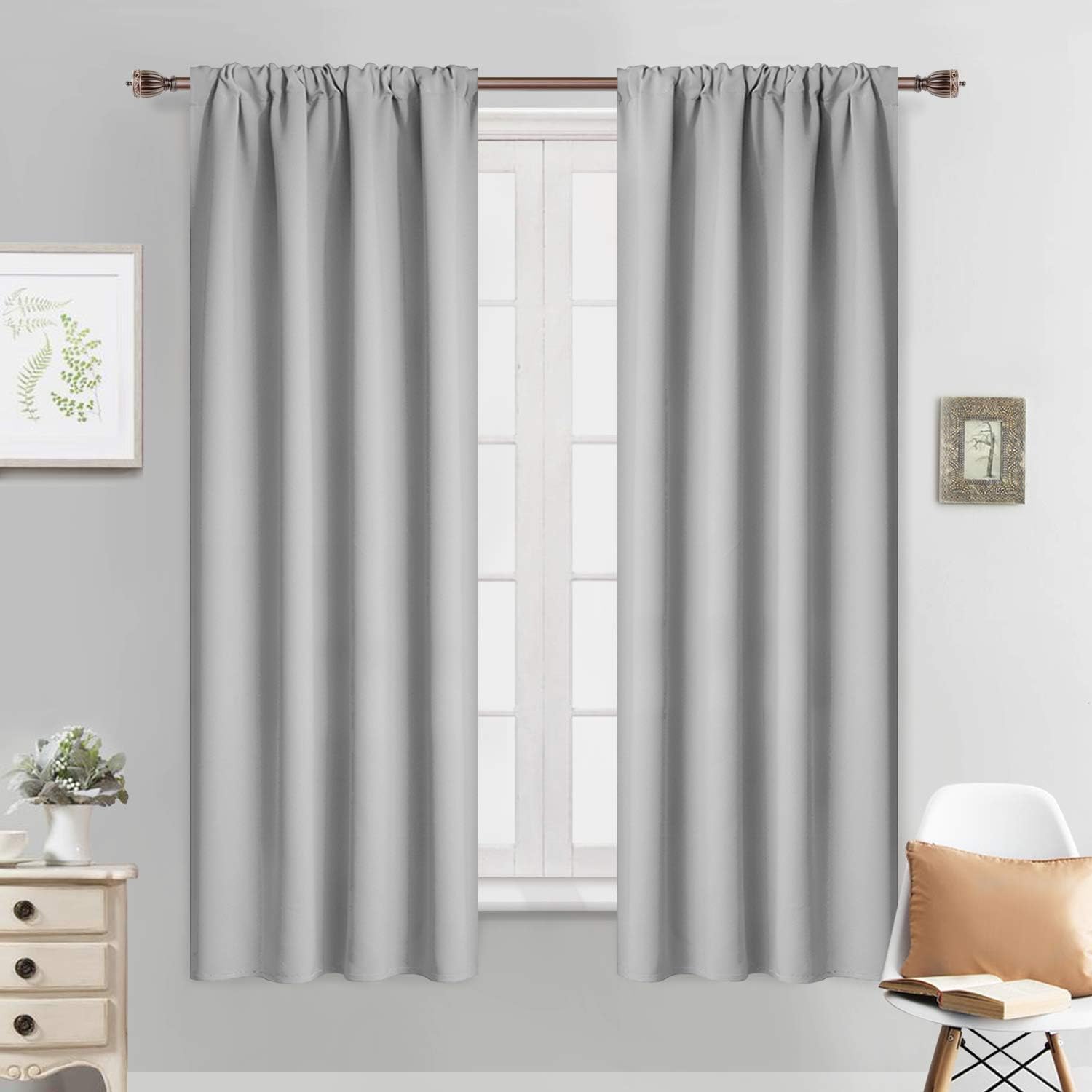 Yakamok – Cortinas opacas con aislamiento térmico y hueco para la barra, dos paneles de cortinas para oscurecer la habitación