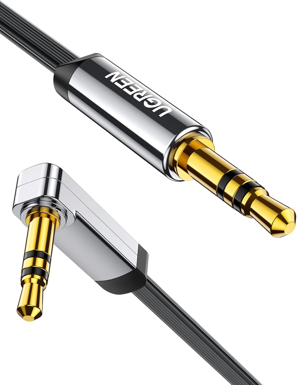 Cable conector Ugreen de 0.14 pulgadas. Entrada de audio auxiliar a un ángulo recto de 90grados para Apple (iPhone, iPod, iPad), Samsung,