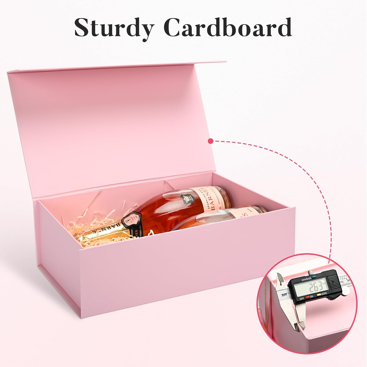 LIFELUM Caja de regalo de Pascua rosa, 1 paquete de 13.8 x 8.5 x 4.5 pulgadas, caja de regalo de boda grande con tapa magnética para regalos con