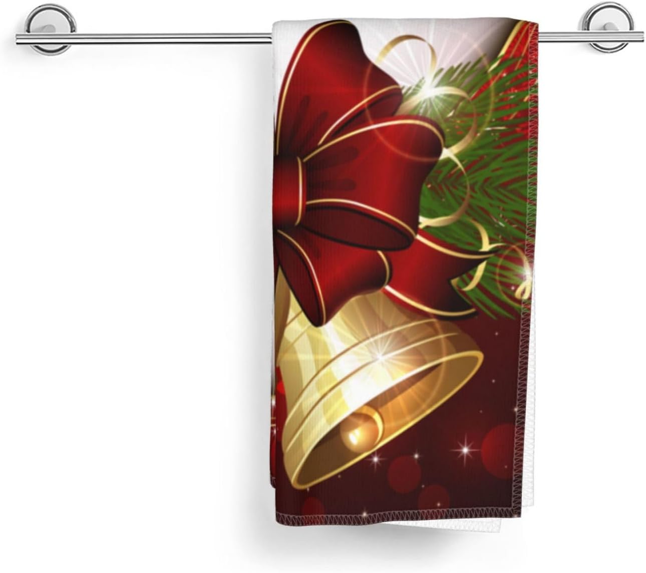 DADABULIU Toalla de mano con diseño de campanilla de Navidad con copos de nieve, toallas de cocina con punta de los dedos, 27.5 x 15.7 pulgadas,