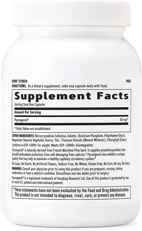 GNC Pycnogenol 50mg, 120 cápsulas, mantiene la salud circulatoria