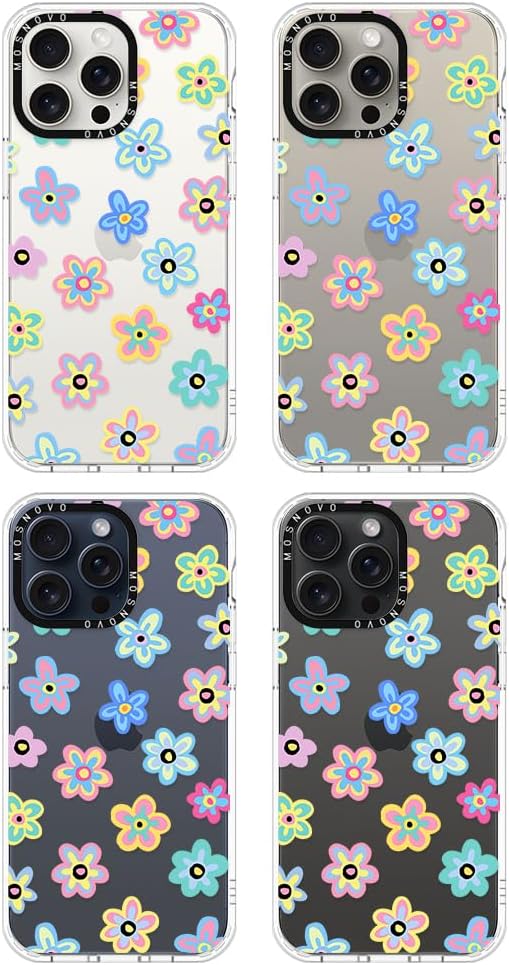 MOSNOVO Buffertech – Funda compatible con iPhone 15 Pro Max, impacto de caída de 6.6 pies, tecnología antidesprendimiento, funda transparente de