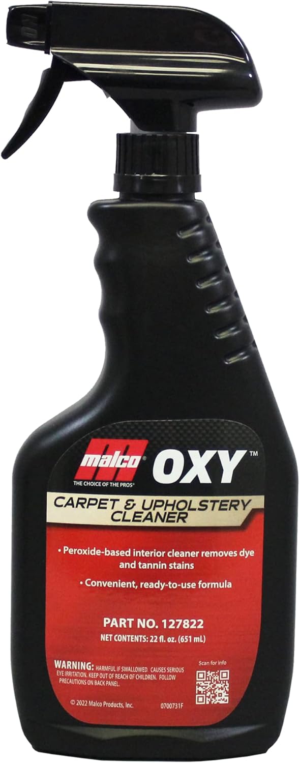 Malco OXY 127822 – Limpiador de alfombras y tapicería, espray removedor de manchas para tela interior de automóvillimpia las manchas más duras del