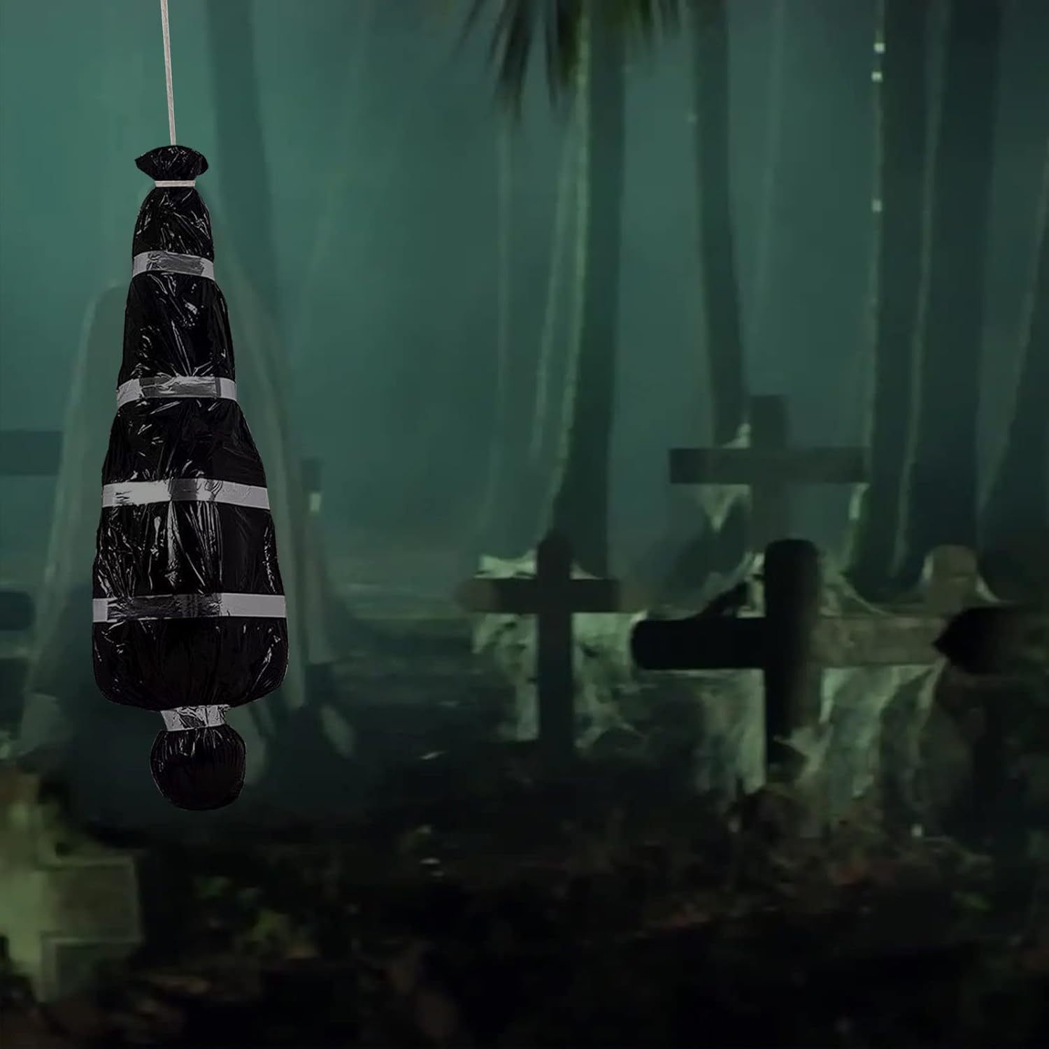 2 piezas de decoraciones de Halloween para víctimas muertas, cadáver inflable aterrador en bolsa, espeluznante accesorio de cuerpo muerto al aire