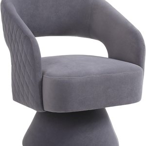 ODUWA Silla giratoria de barril de acento, moderna silla redonda de terciopelo con respaldo abierto curvo, cómoda silla giratoria de 360 grados para ODUWA Silla giratoria de barril de acento, moderna silla redonda de terciopelo con respaldo abierto curvo, cómoda silla giratoria de 360 grados para