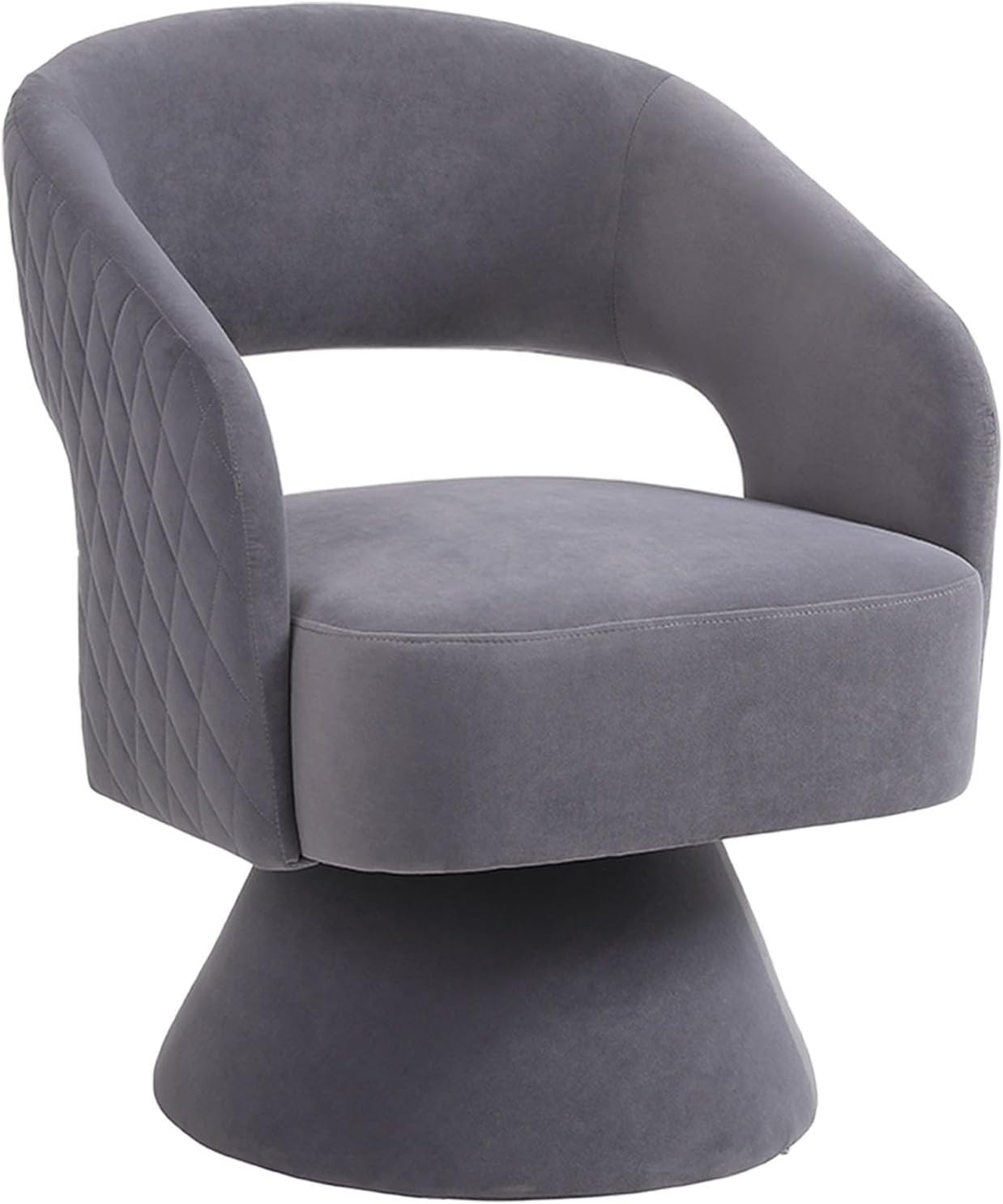 ODUWA Silla giratoria de barril de acento, moderna silla redonda de terciopelo con respaldo abierto curvo, cómoda silla giratoria de 360 grados para