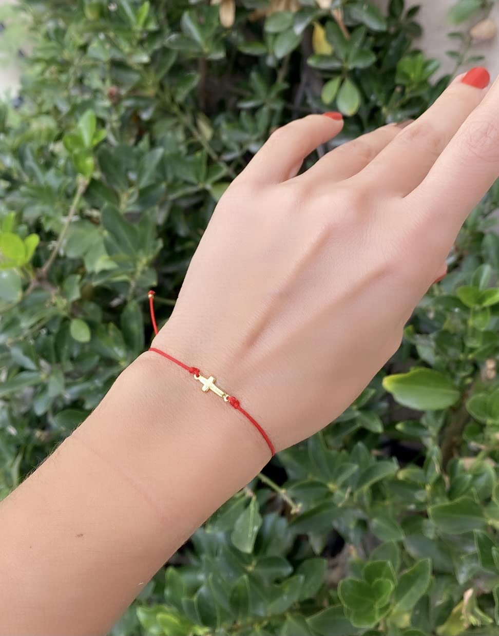 Live Gems  14K Gold Filled Sideways Cross Red String Bracelet, Red String Cross Charm Bracelet, Summer Jewelry Gift for Her, Birthday Jewelry