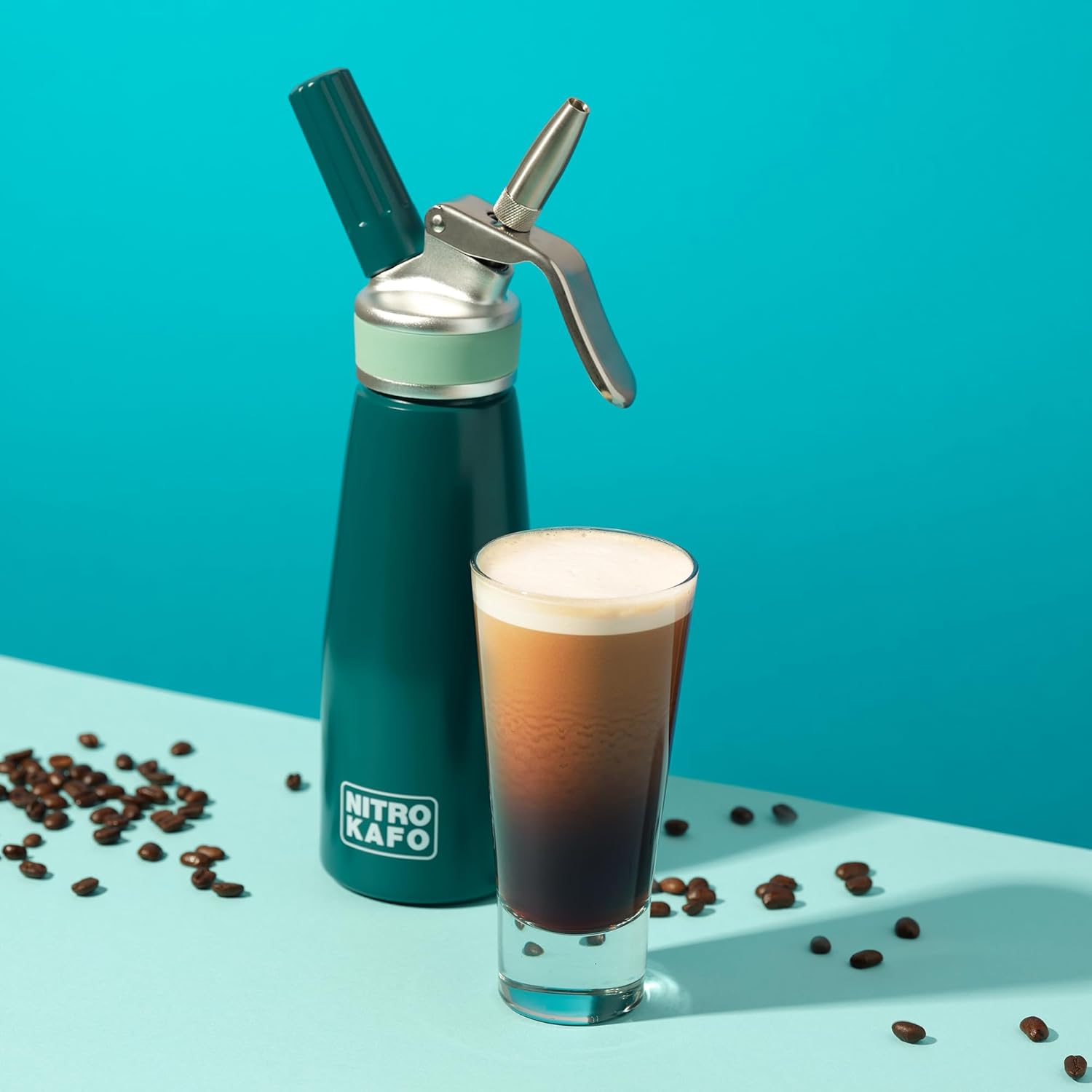 NITRO KAFO – Cafetera Nitro de 0.5 L, cafetera nitro de aluminio con boquilla especial de difusor de nitro y cafetera fría con tarro Mason de