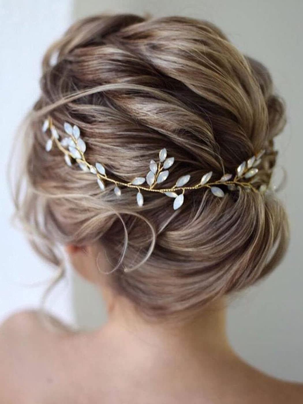 JAKAWIN Bride Crystal Wedding Hair Vine Gold Bridal Hair Piece Rhinestone Accesorios para el cabello para mujeres y niñas HV113 (dorado)