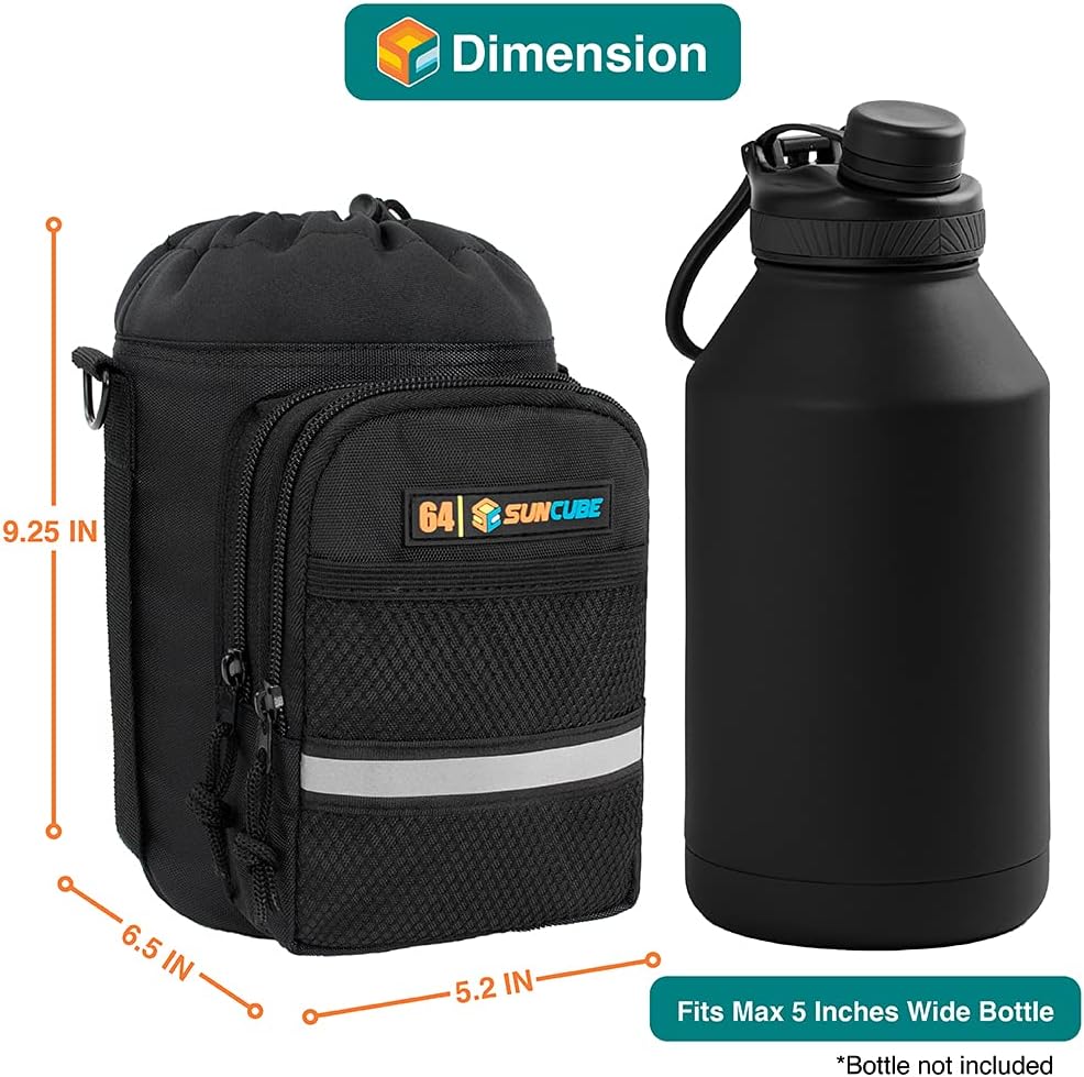 SUN CUBE Soporte para botella de agua con correa, bolsa aislada para botella de agua para caminar, bolso cruzado de transporte para botellas, bolsa