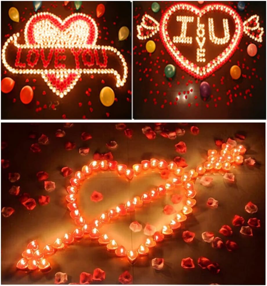 50 velas en forma de corazón, velas rojas sin humo para decoración de cumpleaños, propuestas, bodas, fiestas, día de San Valentín y velas de té de