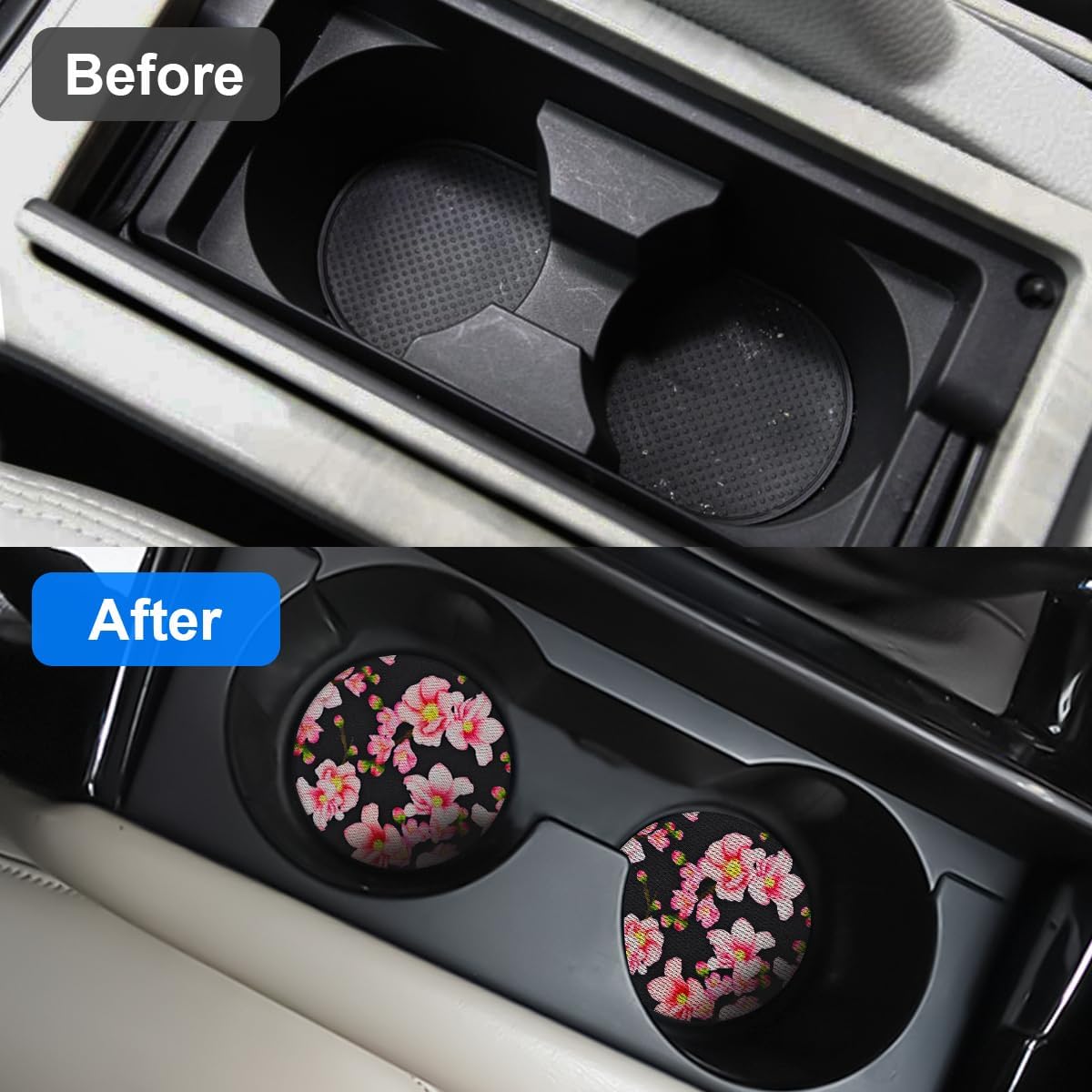 AUCELI Paquete de 2 posavasos para automóvil, portavasos universales para vehículos, 2.75 pulgadas, antideslizantes, a prueba de golpes, almohadilla